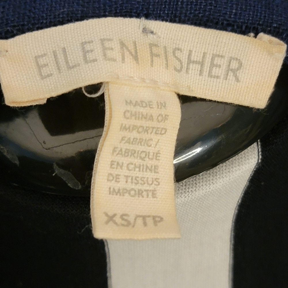 Eileen Fisher XS Linen Sleeveless Tunic Navy Lightweight Layering Dress - Picture 8 of 11